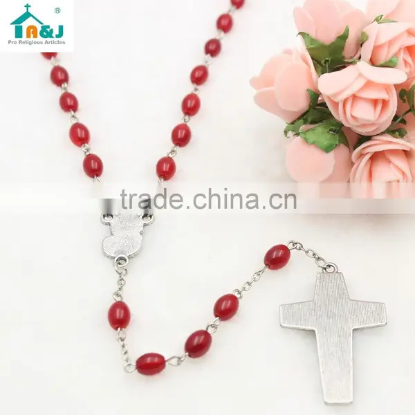 Catholic Oval Shape Glass Beads Pope Rosary photo-3