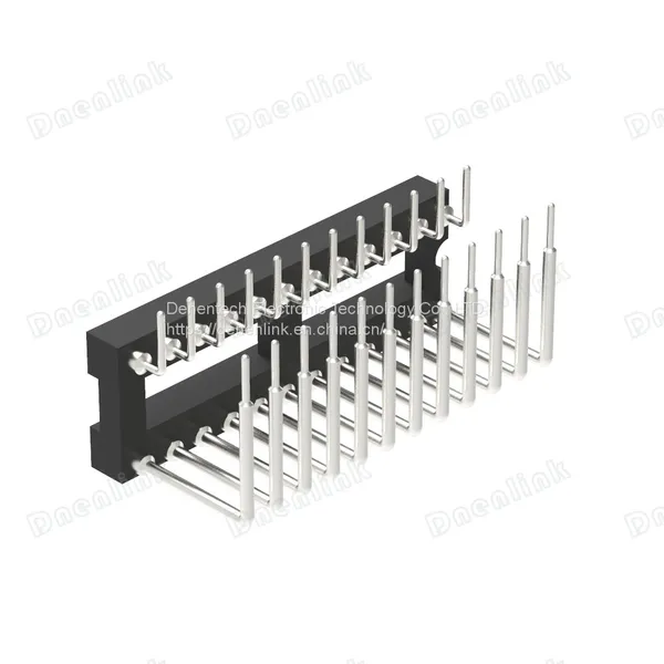 Dnenlink 2.54mm IC Socket Machined round pin Female header H3.00mm Dual Row Right Angle