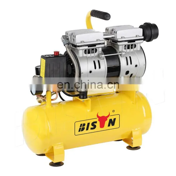 Bison China Spray Paint Machine Air Compressor Free Oil Home Use 550W Silent Mini Oil Free Piston Air Compressor For Painting