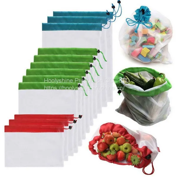 Polyester Mesh Bag Vegetable Bag Fruit Bag Storage Bag Reusable Drawstring Mesh Bag