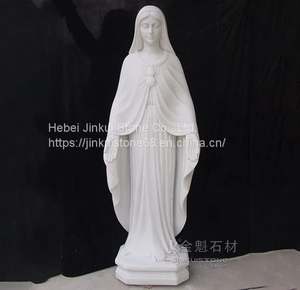 Statue of the Virgin Mary Life Size White Sculpture Marble