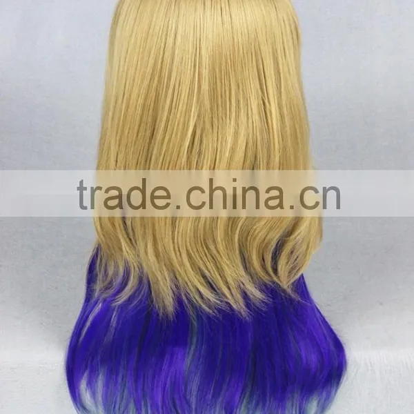 Cheap Medium 60cm Multi Color Blonde Blue Wave Cosplay Lolita Women Party Wig photo-4