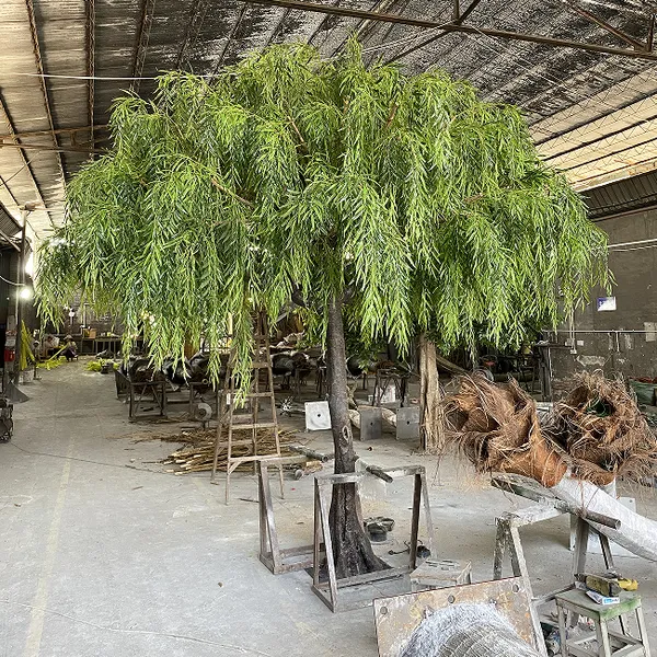 Real Touch Artificial Weeping Willow Tree - PE Branches for Hotel Lobby & Park, UV Resistant & Customizable