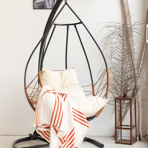 New Launch PE Rattan Single Seat Garden Swing Chair Factory Price Swing Basket With Cushion photo-4