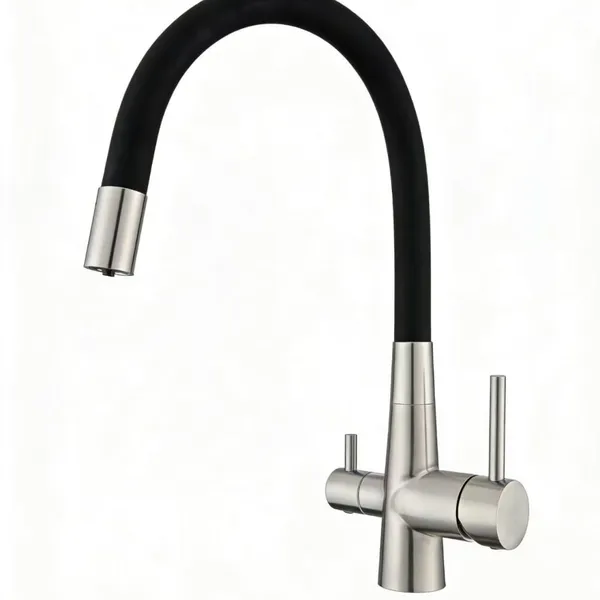 Kitchen Faucet Brushed Nickel Stainless Steel, Single Handle Classic Sink Faucet for Farmhouse Bar Laundry Room RV photo-2