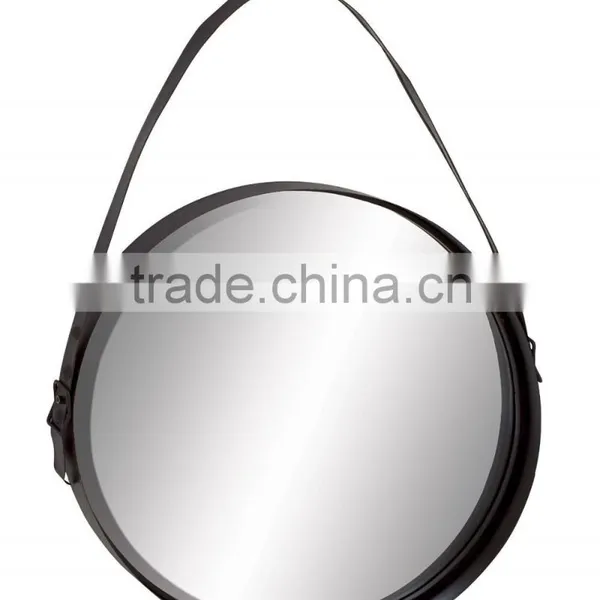 Modern Metal Framed Round Shaped Wall Hanging Decorative Bathroom Mirror