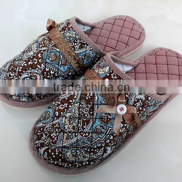 2015 Latest Fancy Girls Flower Slippers Indoor Beautiful Slippers Fashion Cotton Slippers Wholesale photo-4