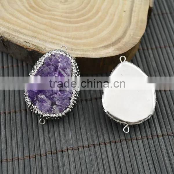 LFD-0012B Druzy Amethyst Pave Rhinestone Crystal Connector Beads Diy Jewelry For Making Bracelet Necklace photo-2