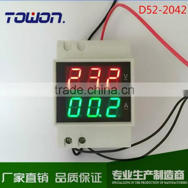 Din Rail Ammeter Voltmeter Dual Dipaly AC80-300V AC0.1-99.9A Amp Volt Combo Meter photo-5
