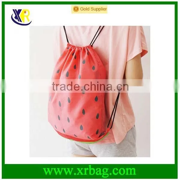 100% Polyester Fruit Pattern Drawstring Backpack for Book Clothes Travel Outdoor Drawstring Bag photo-3
