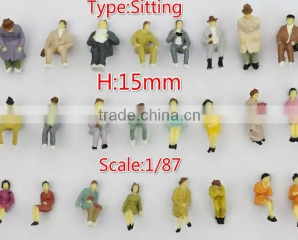 Artificial Model Human Figure,HO Scale Sitting Model Tree, Model Figure in Resin Plastic , Building Model Color Figure for 1/87 photo-2