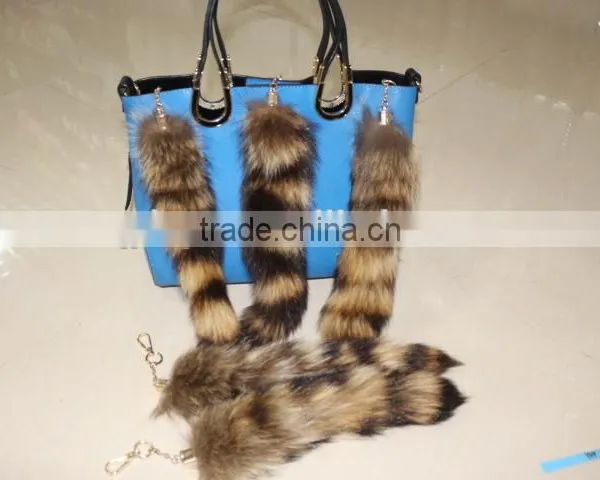 Wholesale Natural Color Fox Tail Fur Keychain / Fox Fur Tail photo-4