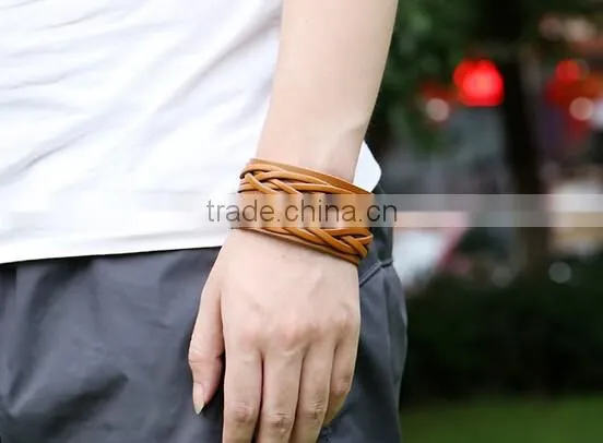 Unisex Wrap Cuff Bangle Punk Leather Bracelet Women Mutil Layers Bracelet photo-6
