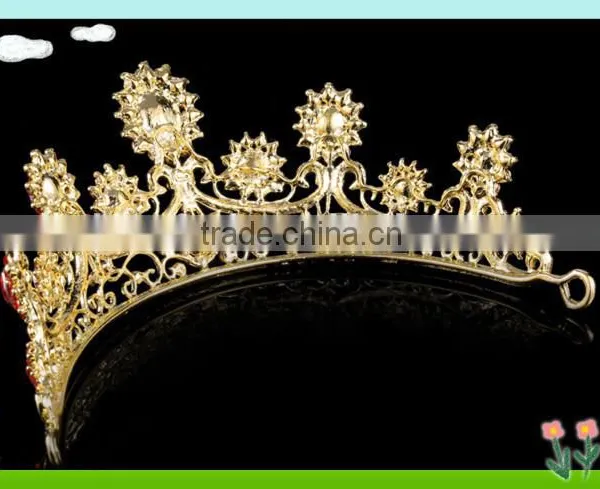 Wholesale Bling Rhinestone Pageant Crown, Red Rhinestone Crowns photo-3
