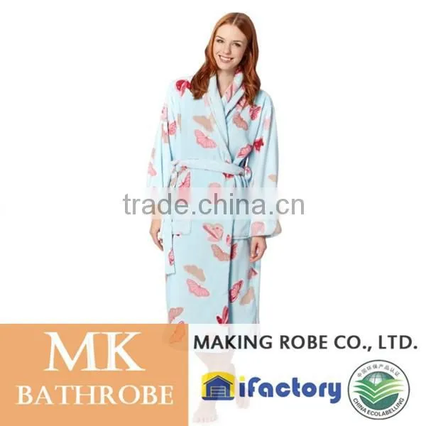Black Floral Microfiber Fleece Dressing Gown photo-4