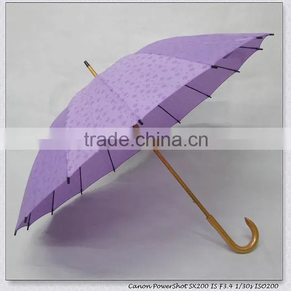 23"*16k Manual Open Wooden Staight Umbrella photo-3