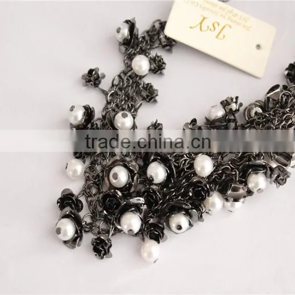 2016 Fashion Jewelry White Pearl Beads Necklace Gold Plated Necklace photo-5