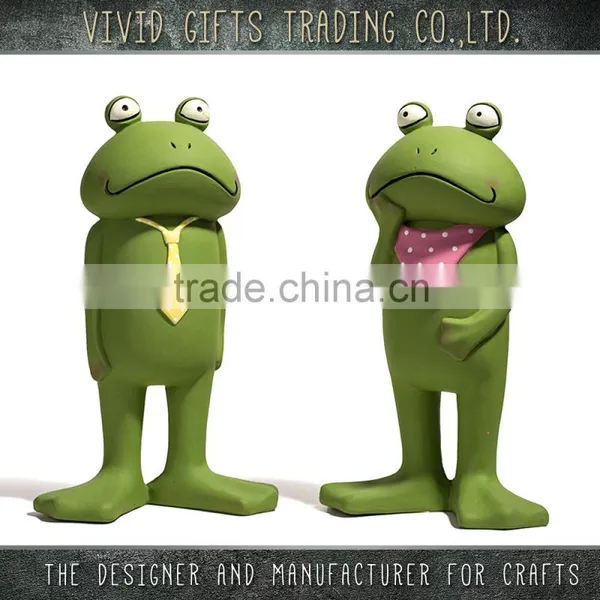 Ceramic Frog With Tie Standing Garden Decoration