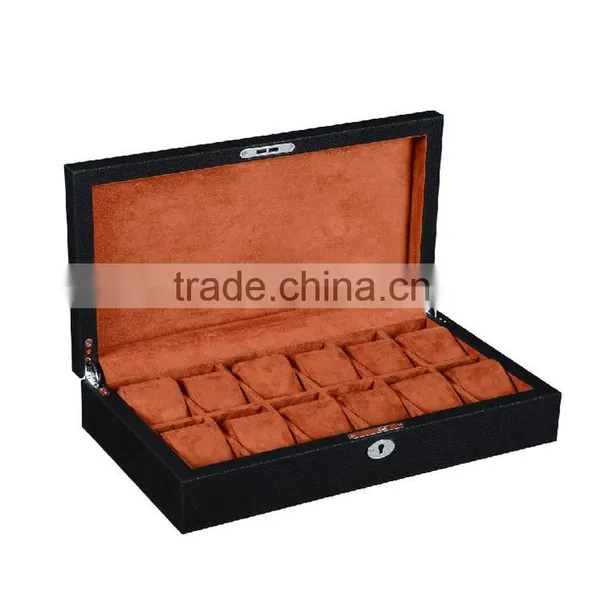 Chinese Factories Wholesale Custom PU 12 Slot Watches Boxes, Leather Black Fashion Beautiful Display Box photo-5