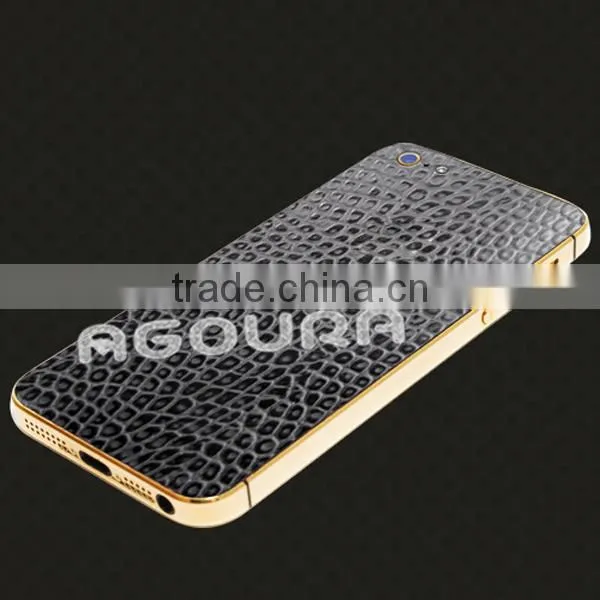 2017 Luxury 24k Gold Plating Housing With Genuine Leather for IPhone 5 5S photo-5
