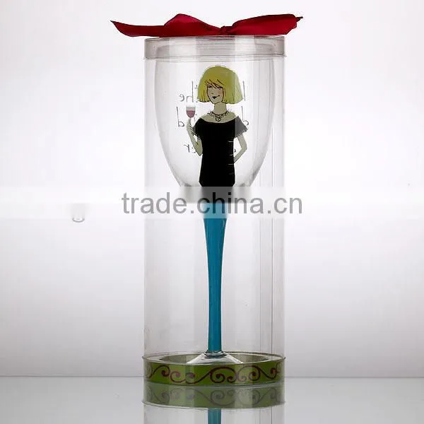 Handmade Party Wedding Wine Glass With Pretty Girl Decal photo-2