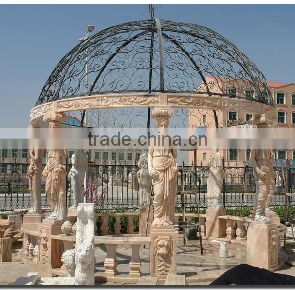 Outdoor Garden Decoration Lady Stone Carving Marble Gazebo With Column photo-2