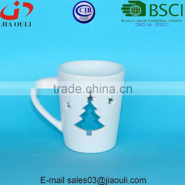 Fashion Design Cup Shape White Ceramic Aroma Diffuser Lamp, Christmas Oil Burner photo-3