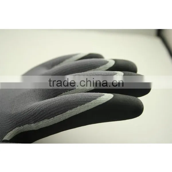 NMSAFETY EN388 4121 13 Gague Grey Nylon Liner Coated Double Nitrile on Palm Waterproof Safety Work Gloves photo-4