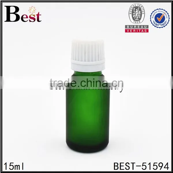 15ml Frosted Glass Bottle Green Colored Essential Oil Frosted Glass Bottle With Silver Aluminum Cap photo-6