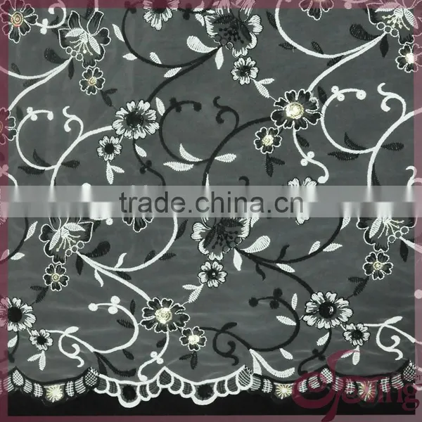 Vine Flower Embroidery French Lace Fabric, Mesh Embroidered Sequin Fabric for Dress photo-2