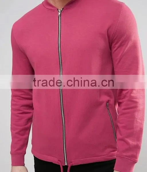 2017 Manufacturer High Quality New Design Durable Baseball Collar 100% Cotton Sweat Pink Casual Men Running Bomber Jacket photo-3
