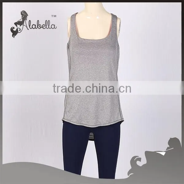 Singlet With Contrast Sports Bra Melange Polyester Spandex for Women photo-2