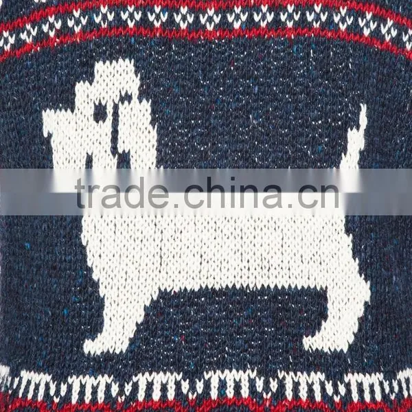Highly Fashion Funny Design Cute Doggy Pattern Men's Jacquard Sweater photo-5