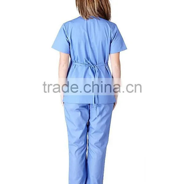 V Neck Two Pockets High Quality Scrub Sets Top & Pants Staff Uniform photo-2