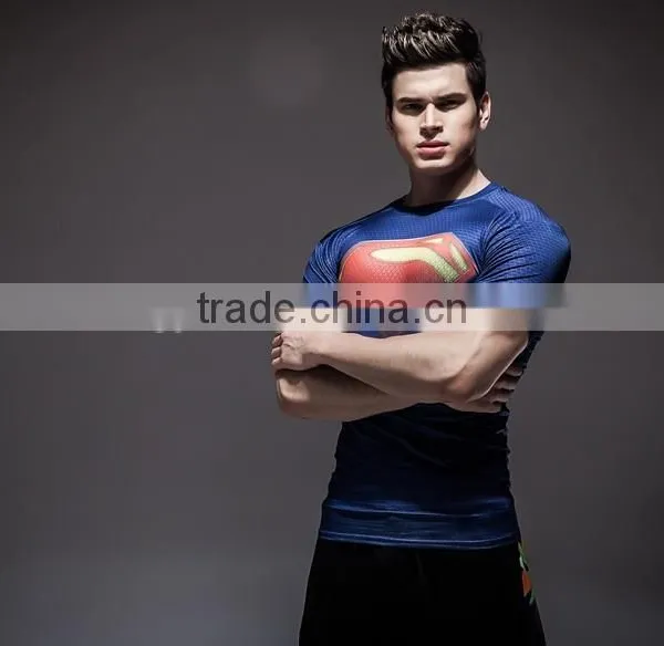 Mens Heat Transfer Printing Quick-dry Gym Shirt Men Fitness Wear photo-2