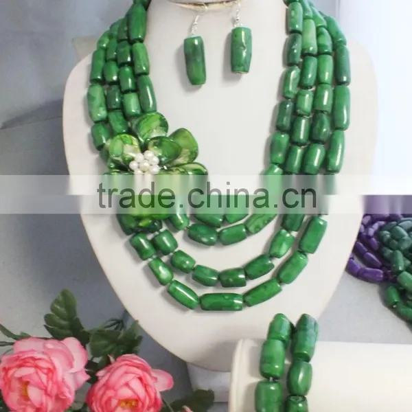 2016 GK4668 Grren Coral and Green Shell Flower Necklace Uniqut Jewelry Set ! photo-2