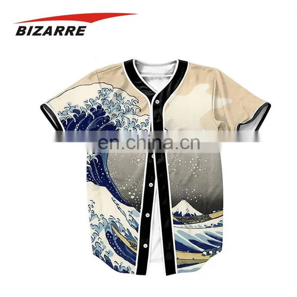 Custom 100% Polyester Mens Active Short Sleeve Button Up Baseball Jersey Shirt photo-5