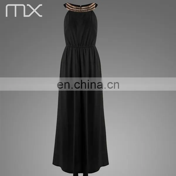 Fashionable Black Women Evening Dress Nice Sleeveless Skirt photo-4