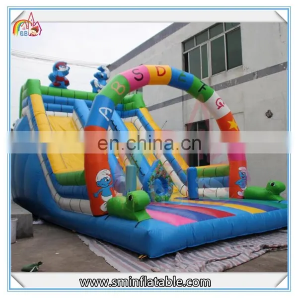 Factory Price Giant Inflatable Water Slide,inflatable Smurfs Slide,inflatable Cartoon Slide for Kids photo-2