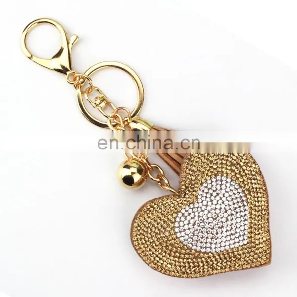 Heart Shape Rhinestone Leather Keychain for Bagpack photo-6