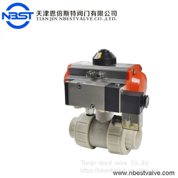 PN10 4 Inch 2 Way PVC UPVC CPVC Double Union Pneumatic Control Plastic Ball Valve photo-2