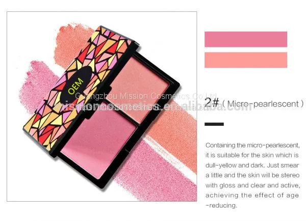 OEM 2 Colors Waterproof Smooth Blusher Palette Cosmetics photo-2