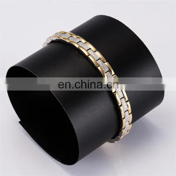 Silver and Gold Plated Stainless Steel Magnetic Bracelet Powerful Mens Magnetic Therapy Bracelet photo-4