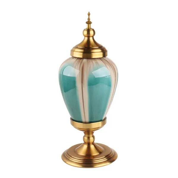 Light Luxury Retro Fashion Green Crack Large Ceramic Vase For Coffee Shop Decor photo-5
