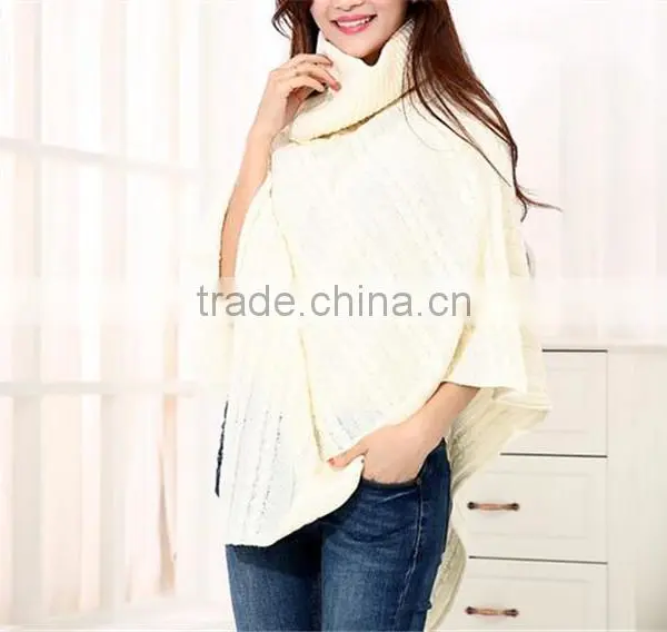 2016 Ladies Turtle Neck Women New Model Acrylic Poncho photo-6
