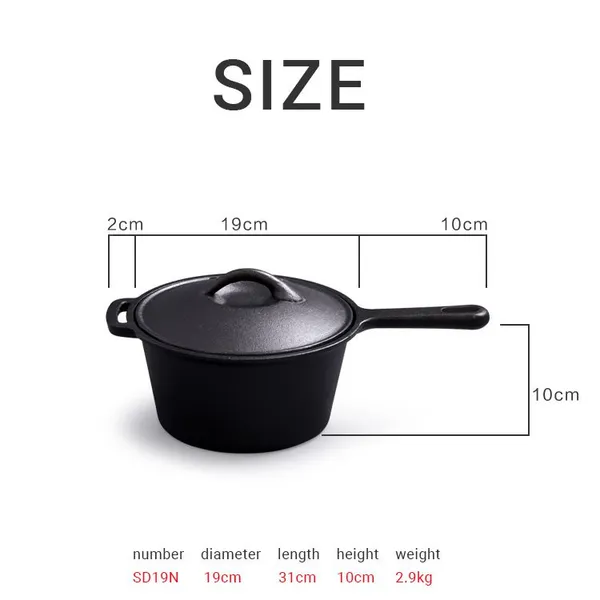 Hot Sale Morden Style Pre-seasoned Vegetable Oil Coating Cast Iron Soup Pot Sauce Pan With Lid photo-2