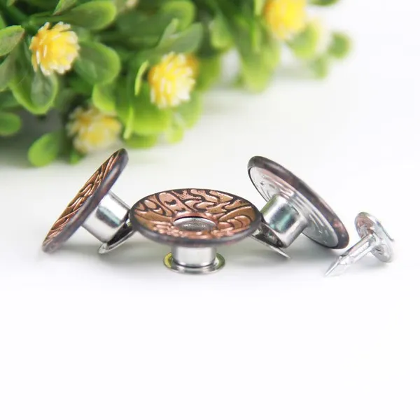 17mm Open Hole Shank Button With Aluminum Nail With Logo for Jeans Jacket Pants photo-2