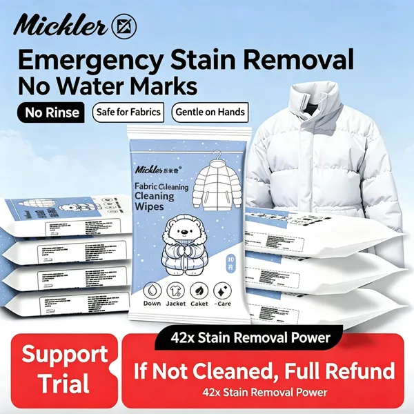 Portable Waterless Clothing Cleaning Wipes – Mini Stain & Oil Remover Wipes for Down Jackets