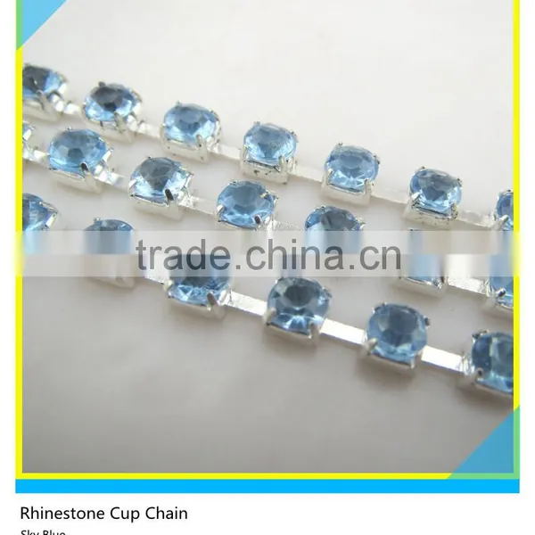 Rhinestone Chain Trimming Sew on Gold Rhinestone Cup Chain photo-5