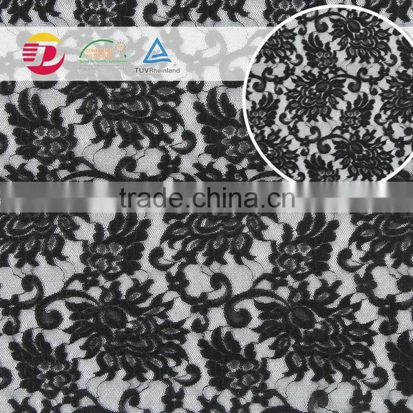Wholesale Cheap Sexy Black 100 Poly Voile Lace Embroidered Fabric photo-4